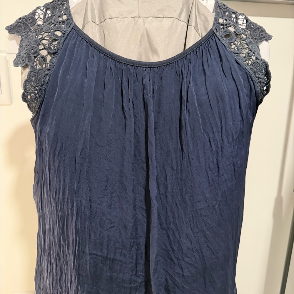 Carla Conti Navy Top with Lace Detail